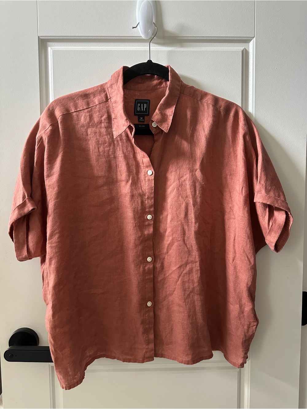GAP Women's Terracotta 100% Linen Button-Up Shirt